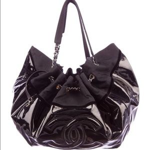 Black patent Chanel Stretch Spirit XL Cabas tote